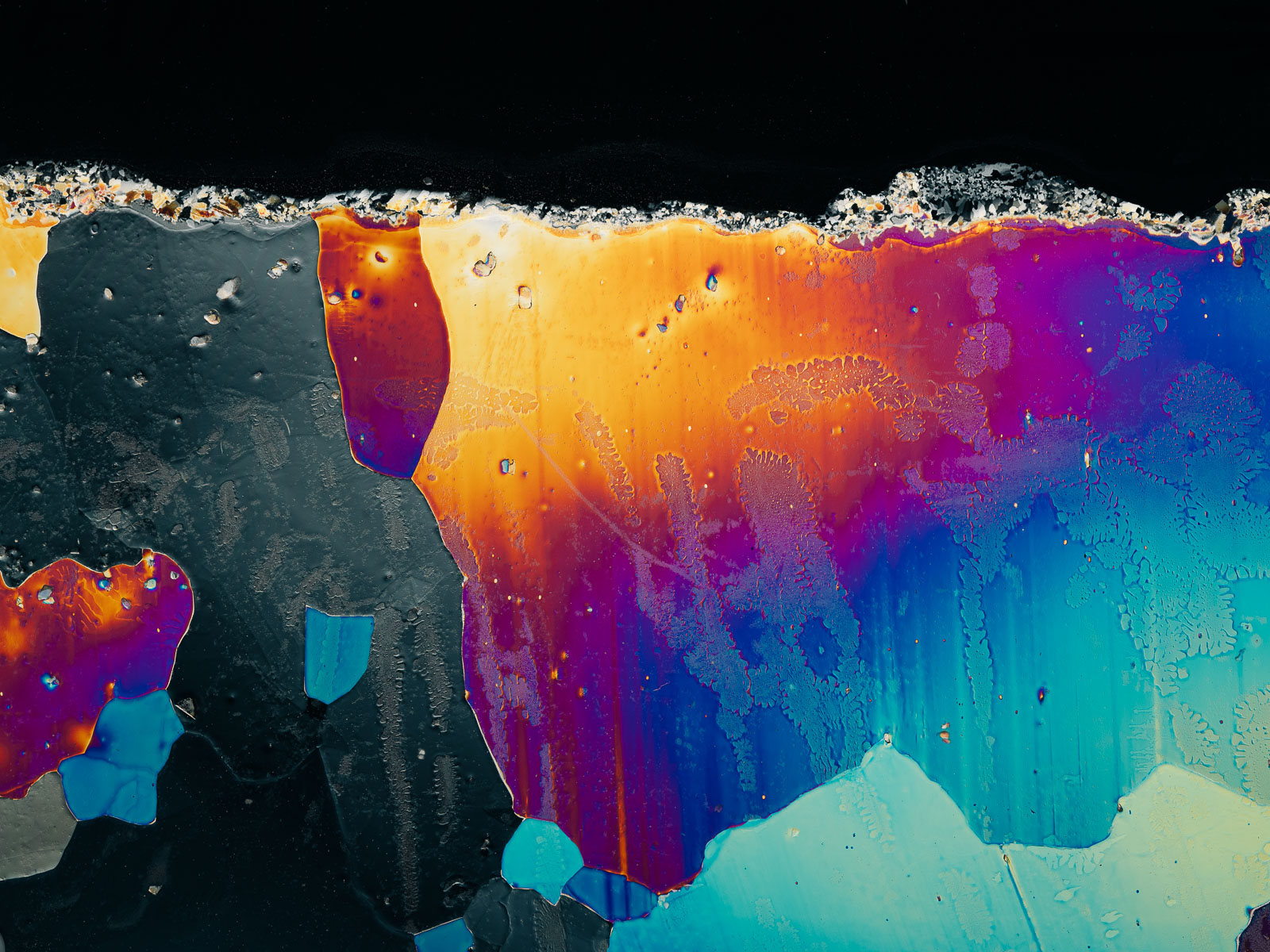  Dünnschliff aus dem EDML-Kern aus der Antarktis aus einer Tiefe von knapp 2500 Metern unter polarisiertem Licht. Aus der Struktur der Eiskristalle lassen Aussagen über die Dynamik des Eisschildes ableiten. 19.12.2023 Bremerhaven, Deutschland, © 2023 Jan Richard Heinicke